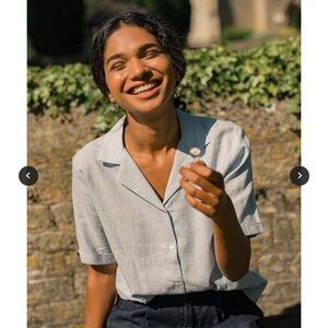 OLIVE CLOTHING: LINEN SHORT SLEEVE SHIRT - Simple Camp Collar Shirt